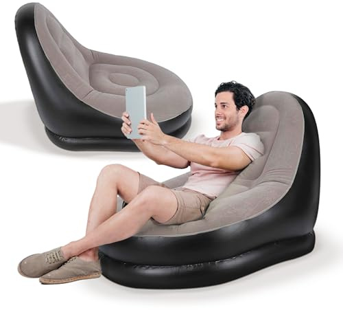 JUPPLIES Sofa Hinchable Aterciopelado para Interiores y Exteriores - Sillon Hinchable Estilo Puff con Superficie Suave y Amplio Asiento (Sofa)