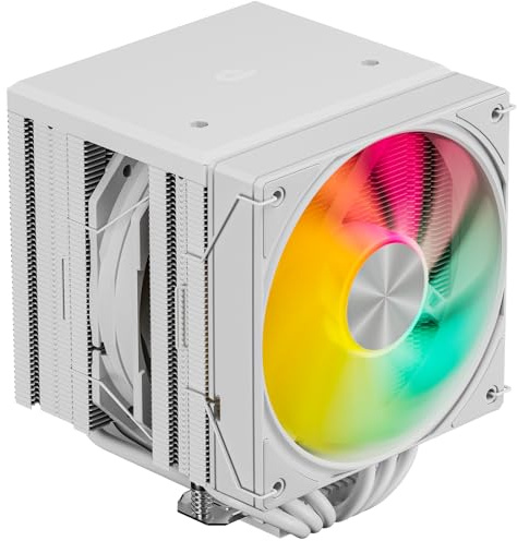 upHere gaming UE2TC6 White ARGB CPU Air Cooler, Dual-Tower 6×Ф6mm Heatpipes CPU Cooler, PWM 120mm Fan Computer Cooling, TDP 265W, Intel LGA 1851/1700/2011/2066(X79/X99), AMD AM5/AM4(155mm in Height)