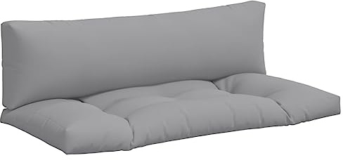 vidaXL Palettenkissen 3-TLG., Palettenpolster für Europaletten, Palettensofa Kissen Indoor Outdoor, Palettenauflage Sitzkissen Rückenkissen Seitenkissen, Grau Stoff