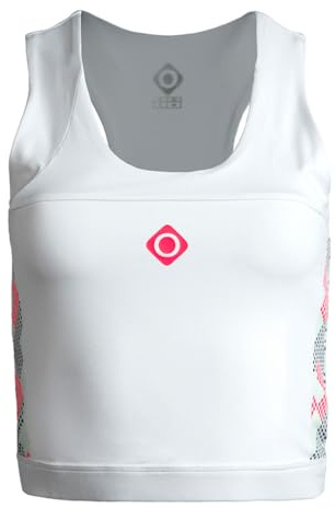 Izas Aguila Top Deportivo de Mujer para Padel con Cuello Halter y Espalda Cruzada. Camiseta de Tirantes Transpirable y Elástica para Deporte. Color Blanco