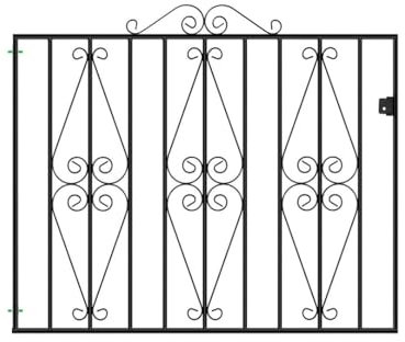 Stirling Scroll Metal Garden Gate Galvanised Wrought Iron Style Swing Pedestrian gates (1067mm GAP X 914mm High ST05ZP)