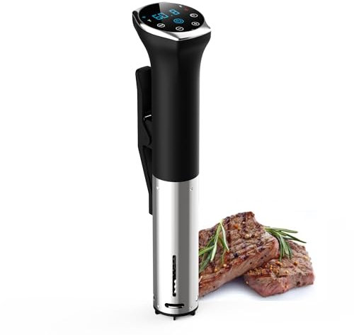 Cuiseur Sous Vide, Cooksir 1400W Sous Vide Cuisson, LED Commande tactile, IPX7, Boîtier en Acier Inoxydable, Argenté, 360° Cycle, 10°C-90°C, 1-99 minutes, Prise