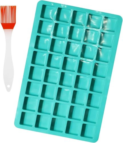 Moules à chocolat en silicone avec 1 pinceau à huile carré en silicone pour biscuits, gelée, bricolage, vert