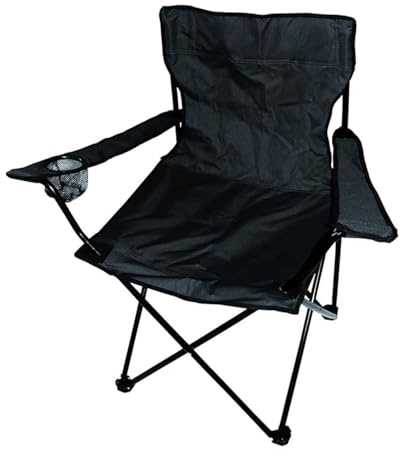 MIMOCASA Silla de Camping Plegable Ligera con Respaldo y Apoyabrazos (1, Negro)