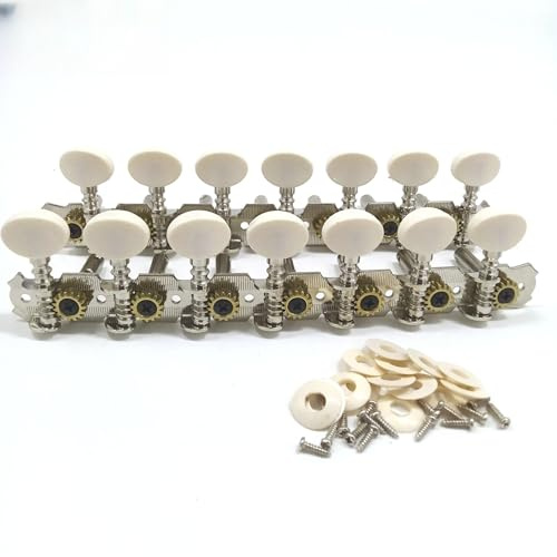 Stimmmaschinen-Set mit 14 Saiten (7+7), vernickelte Metall-Stimmwirbel für 7/14-saitige Gitarre, inklusive 14 Unterlegscheiben und 16 Schrauben (233 g)