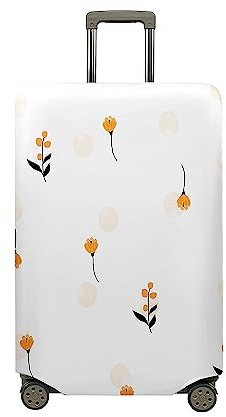 Fasbuy Elastisch Kofferhülle Kofferschutzhülle, 3D Kofferschutz Waschechter Staubdichte Reise Kofferschutzhülle 18-32 Zoll, Reisekoffer Trolley Case Kofferhülle (Weiß & Orange,XL)