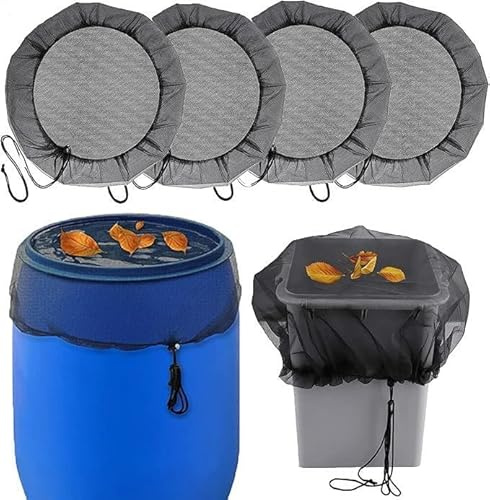 4 x mosquiteros red para barril de lluvia, resistente a la intemperie, cubierta para barril de lluvia, red de barril de lluvia, cubierta para barril de lluvia con cordón, cubierta protectora contra