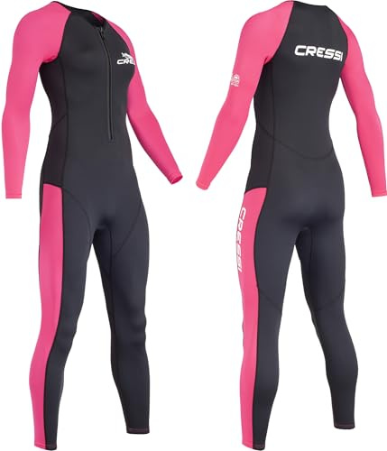 CRESSI Wahoo Lady Monopiece våtdräkt svart/rosa 2 mm XS/1 – dam one-piece våtdräkt i mjuk neopren 1,5/2 mm och elastan perfekt för olika vattenaktiviteter, svart/rosa, XS/1