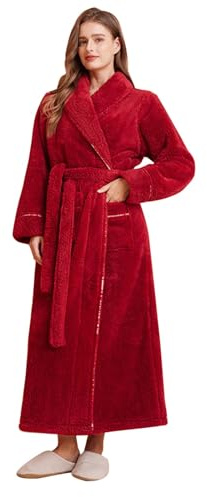 Accappatoio da donna in peluche di lusso, accappatoio invernale spesso, accappatoio accogliente con collo a scialle, accappatoio morbido e caldo, perfetto per palestra, doccia, spa, hotel, vacanze
