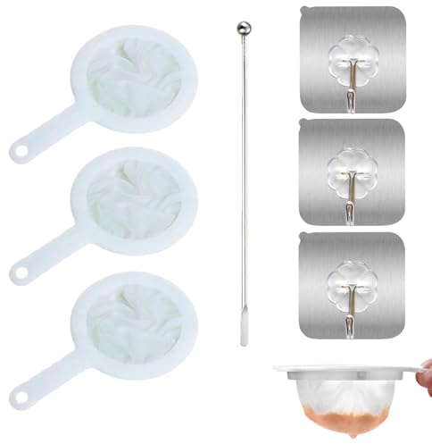 Set di Setacci da Cucina, Colino in Plastica con Rete in Nylon, 3 Pezzi, Filtraggio Fine per Latte, Succhi, Salse e Alimenti, Facile da Pulire, Design Compatto e Salvaspazio
