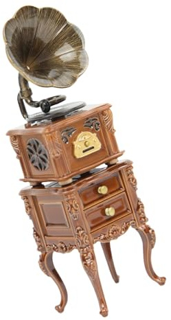 MZRAN Gramophone miniature pour maison de poupée, accessoire parfait pour les amateurs de rétro et les décorations d'intérieur uniques