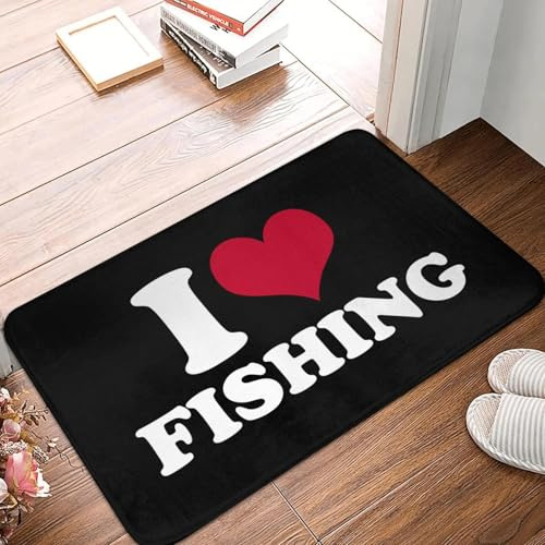 EUEKQOIB Ich Liebe Angeln Fußmatte Anti-Rutsch-Eingang Badezimmer Küche Boden Tür Fischer Fisch Garten Teppich Teppich Footpad