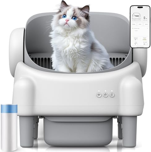 Selbstreinigende Katzentoilette XXL, 76L – Automatisches Katzenklo mit App, geruchsneutral & offen, für mehrere Katzen, elektrische Katzentoilette