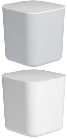 minkissy Set 2 Pezzi Mini Cestini da Tavolo con Coperchio, Contenitori per Rifiuti in Plastica, Piccoli Cestini da Scrivania per Ufficio e Casa, Adatti per Soggiorno, Cucina e Camera