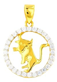 Goldanhänger Stier Sternzeichen 585 Gold Gelbgold in 14 Karat mit Zirkonia Schmuck 2835