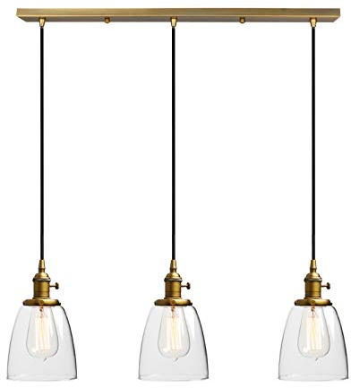 Phansthy Pendelleuchte 3 Flaming Klar Glas Glocken Pendelleuchte Modernes Pendelleuchte Hängeleuchte Vintage Hängelampen Hängeleuchte Pendelleuchten Loft-Pendelleuchte im Landstil (antike Farbe)