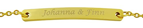 Hanessa Personalisiertes Armband mit Gravur für Männer und Frauen Edelstahl gold Länge 22 cm | Personalisierte Armbänder mit Namen Herren Damen