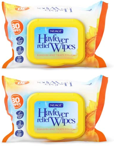 Her Flavour Nuage Rhume des foins | Lingettes anti-allergies | Remède naturel contre le rhume des foins 30 lingettes | Emballage refermable | Convient au visage et aux mains | Paquet de 2 (60 lingette