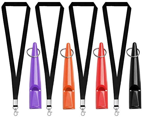 kuou 4 Pcs Professional Dog Whistles, Dog Training Whistle High Pitch Plastic Dog Whistles With Lanyard Keychain for Barking & Recall