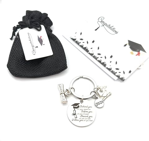 Libby's Market Place Graduation 2026 Diploma and Mortar Board Keyring with Black Bag and Gift Card