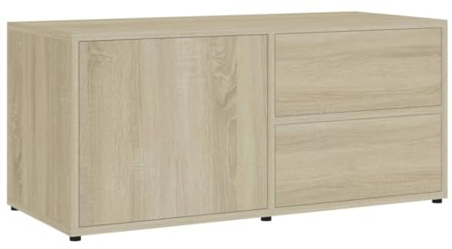 vidaXL TV Schrank mit 2 Schubladen 1 Fach Lowboard TV Möbel Sideboard Fernsehtisch Fernsehschrank HiFi-Schrank Sonoma-Eiche 80x34x36cm Holzwerkstoff