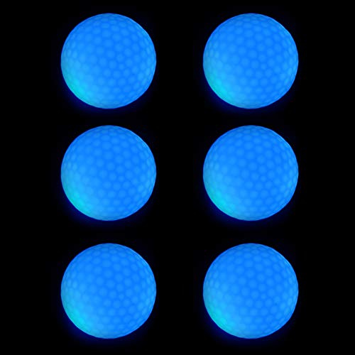 Lysande golfbollar, 6 stycken golf övningsbollar, LED-lampa golf, elektronisk LED ljusgolfbollar för nattträning med stor räckvidd och distanskott (blått ljus)