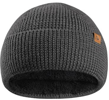 DANISH ENDURANCE Merino Kindermütze mit Fleece, Wintermütze Jungen & Mädchen, Atmungsaktive Merino Mütze, Gefütterte Beanie Mütze Kinder, Unisex, Grau, Einheitsgröße
