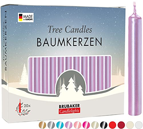 BRUBAKER Confezione da 20 candele per albero di Natale, a forma di piramide, profumo lilla