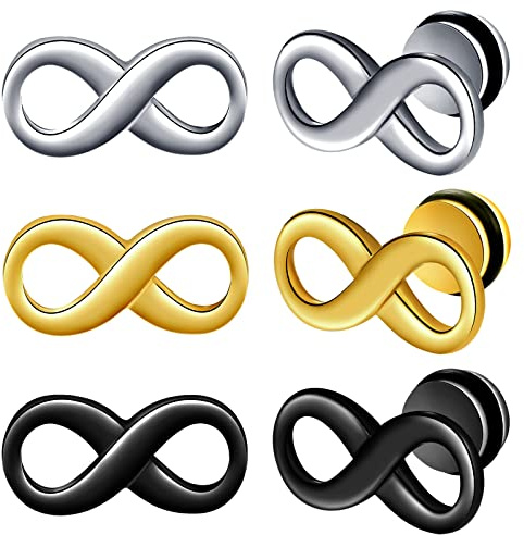 feilok Unisex 3 par örhängen för män guld oändliga knoppörhängen herrörhängen kit rostfritt stål örhängen set smycken piercingar