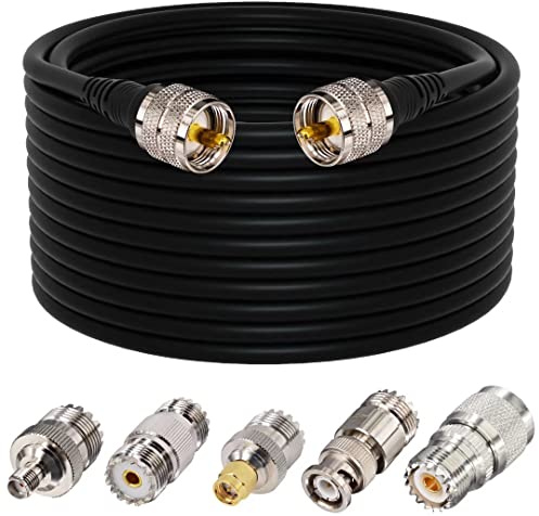 YILIANDUO 15M/49,21ft RF coassiale UHF PL259 cavo maschio-maschio cavo RG58 + 5 pz UHF/SO239 femmina a SMA/UHF/BNC/N tipo adattatore per router 3G 4G LTE dispositivo ricevitore dongle USB ADS-B SDR