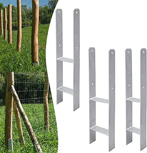 Ikodm 101 mm, 4 stycken stolphållare, stolpar, 101 x 600 x 60 mm, H-ankare, hållbara, fyrkantiga trästolpar för stolpar, staket, carportar, stylthus (4 stycken 101 mm)