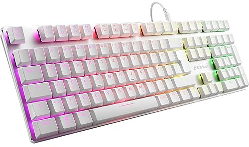 Sharkoon PureWriter RGB Mechanische Low Profile-Tastatur (RGB Beleuchtung, Blaue Schalter, Flache Tasten, Beleuchtungseffekte, abnehmbarem USB Kabel) weiß
