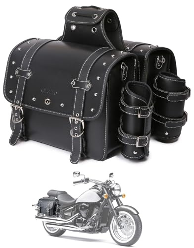 Hochdichtes Leder-Motorrad-Saddebags,Überwurftaschen, Gepäckträger, Seitentaschen mit Getränkehalter,wasserdicht,seitliche Werkzeugtasche,Aufbewahrungstasche für Motorrad,universell,1Paar,L,schwarz