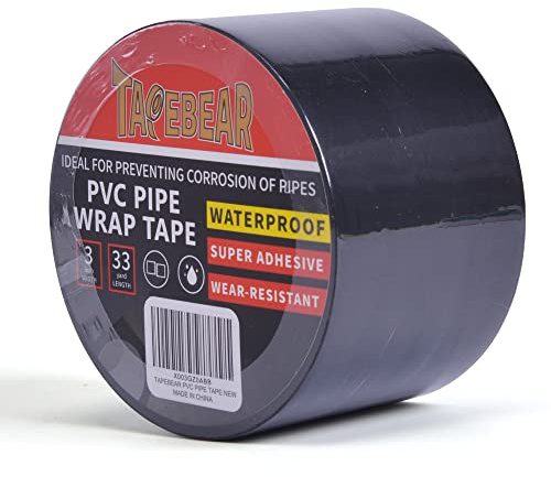 TAPEBEAR Isolierband Schwarz Abdichtungsband Dichtband selbstklebend PVC Rohr SchutzhüLle WickelbäNder Anti-Korrosions-Klebeband Wasserdichtes Korrosionsschutz, 75mm x 30m