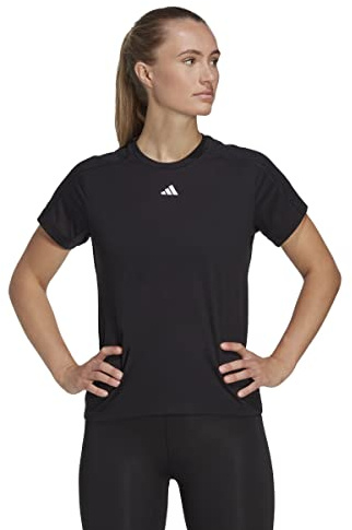 adidas Women's AEROREADY Train Essentials Minimal Branding Crewneck Tee, Black, XS
