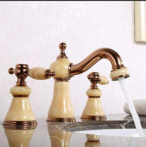 Wasserhähne, Badezimmerarmatur aus massivem Messing, architektonischer Wasserhahn, heiß und kalt, Roségold-Finish, 8-Zoll-Verlängerungsbecken, Roségold Good