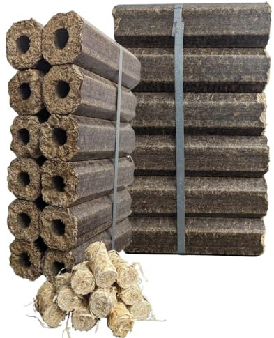 Topline High Energy Heat Logs - Pack of 12 Ultra Dry Compressed Wood Fuel Logs. Great for Wood Burners, Open Fires and Multi-Fuel Stoves. Planet-Friendly Heatlogs Briquettes.
