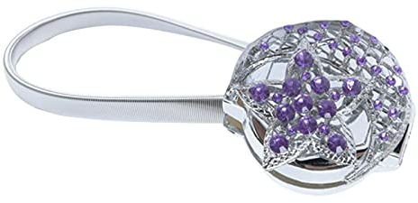 ANSNOW Vorhang-Raffhalter, Vorhang-Schnalle, Stern-Mond-Muster, Strass Eingelegtes Metall, Magnetischer Drapierhaken Für Zuhause, Büro, Wohnzimmer, Dekoration/Lila