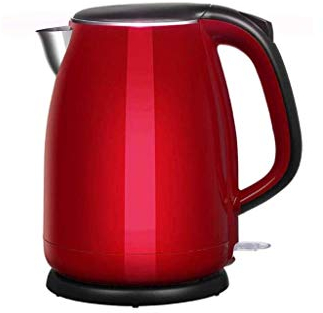 Bouilloire électrique en acier inoxydable, bouilloire électrique domestique de 1,5 L, double couche, rouge vision