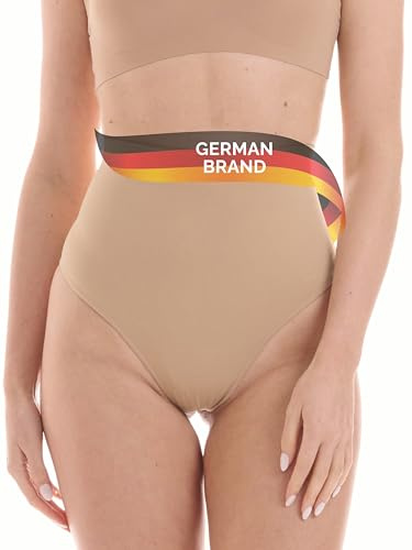 TONEST Shapewear Damen - Bauchweg Shaping-String - Mid-Waist - Shape-Miederstring - stark-formend - Kompressionswäsche-Unterhose - 1000-SS (40, Beige)