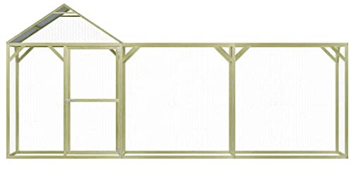PIXZSSI Hühnerkäfig Outdoor mit einem Dach 4,5x1,5x2 m Imprägniertes Kiefernholz Hühnerstall mit Einer Leicht zu öffnenden, Abschließbaren Tür mit Schieberiegel Versehen Tierkäfige für Hennen, Enten
