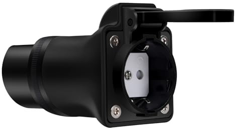 BOROCO Adaptador Tipo2 a Schuko, 3.5kW 16A 250V Cargador Coche Electrico, Alimenta Dispositivos Eléctricos con EV para Camping, Senderismo