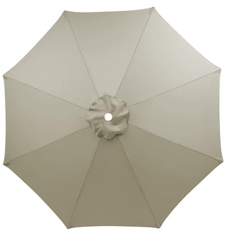 Hiseng Sonnenschirm Ersatzbezug 2/2.5/3.0m 6/8 Streben, UV-Schutz Schirmbezug Strand Garten Sonnenschirm Ersatzteile für Terrassenschirm, Balkon, Garten, Strand (2.7m/8 Streben,Hellgrau)
