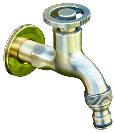 SXWYLZ Outdoor Wasserhahn Garten Kaltwasserhahn Wandmontage Edelstahl Außenhahn Wasserhahn Aussen Wandmontage Aussenwasserhahn Frostsicher 1/2 Zoll,Chrom