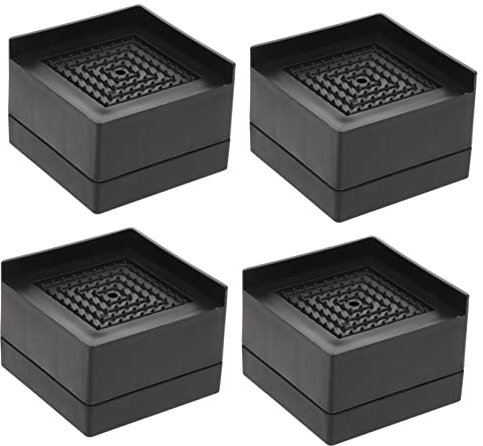 TOGEVAL 4pcs Heavy Duty Bed Risers Rubber Bed Feet Furniture Frame Lifts Couch Heightening Pads Black
