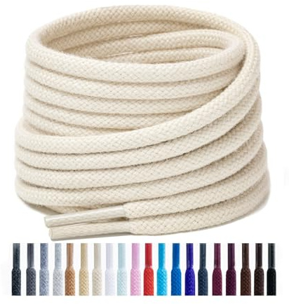 Handshop 2 pares de cordones redondos de algodón para zapatillas de deporte, cordones redondos antideslizantes de 4 mm para calzado deportivo, botas