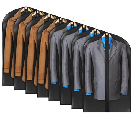 Syeeiex Suit Bags for Men, 43 Suit Bag and Garment Covers, Clear Clothes Cover Protector Bags, Breathable Garment Covers for Hanging Clothes for Jackets, Coats, Suits - 8 Pack