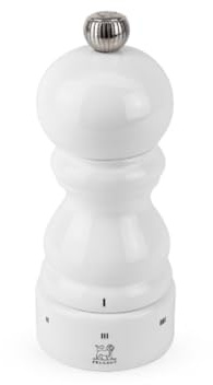 PEUGEOT - Salzmühle Paris u‘Select 12 cm - 6 voreingestellte Mahlgrade - Innovatives Zirlion-Mahlwerk für pulverfeines Salz - Aus PEFC-zertifiziertem Holz - Französisches Know-how - Weiß lackiert