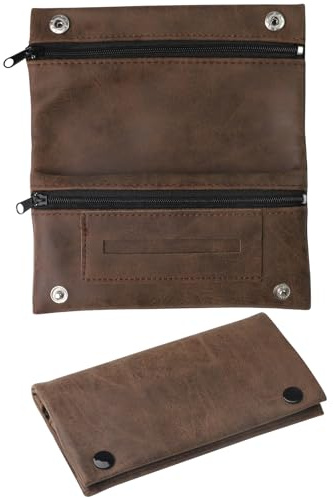 Tobacco Pouch Leather Brown Tobacco Pouch for Rotating Tobacco Bag Leather PU Portable Tobacco Pouch Men Women Rotating Tobacco Bag with Magnetic Closure Tobacco Bag Turner Bag Multilayer Tobacco