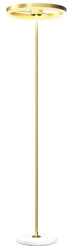 HOMCOM Stehlampe Dimmbar Stehleuchte mit 3 Lichtfarben Fußschalter Gold | LED, Wohnzimmer, Standleuchte mit Metallständer, Acrylschirm, für Schlafzimmer, Büro